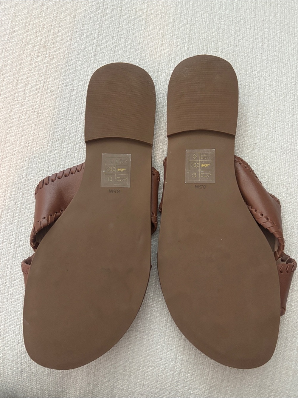 Jack Rogers Tan Leather Cross-Strap Slide Sandals - Picture 2 of 7